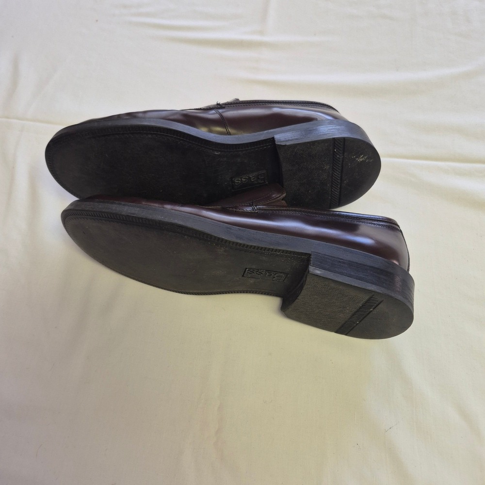 Bass Men Gavin Loafer Dress Shoe Size 11.5 Wide Brown Leather Slip On Made Italy - Picture 6 of 7